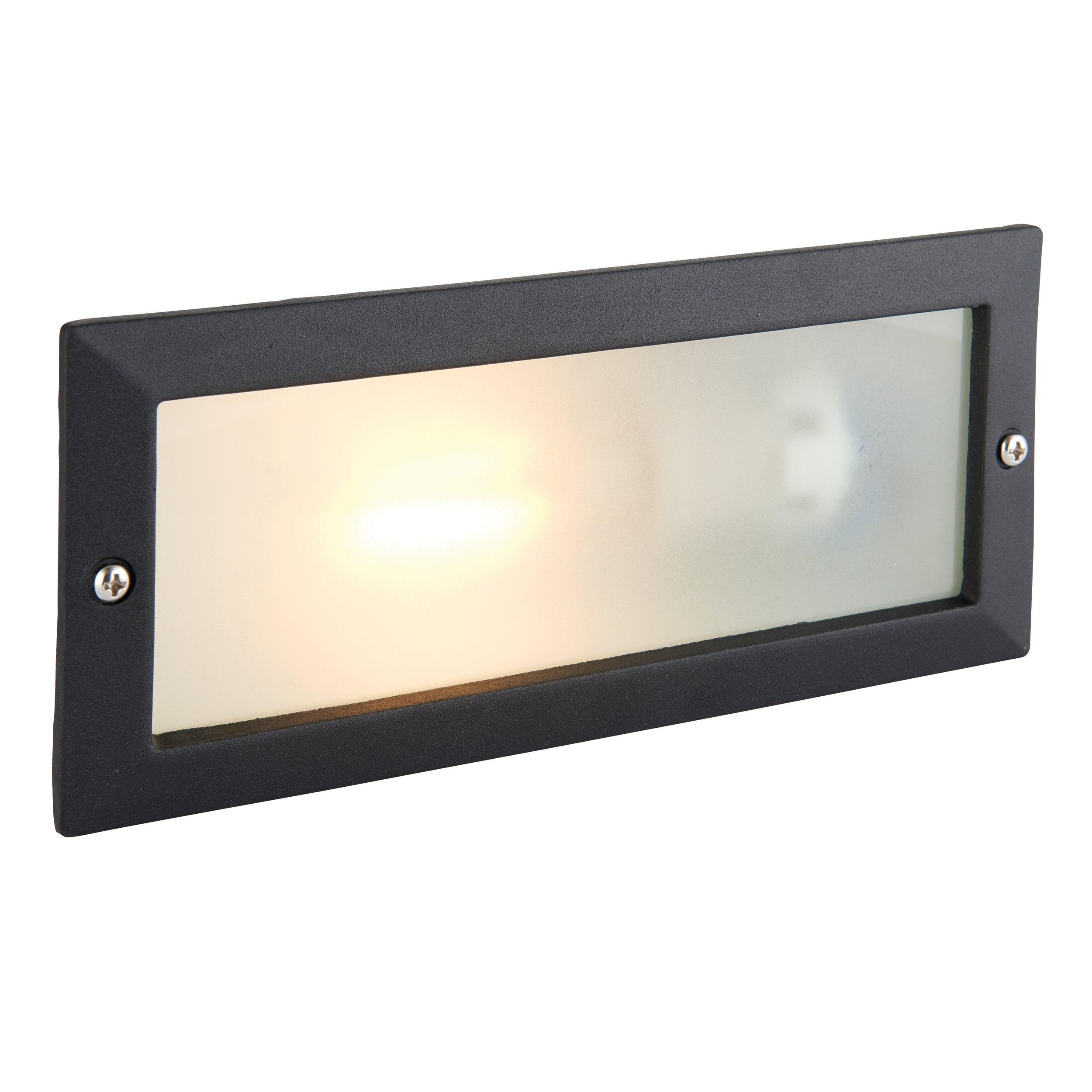 eco plain louvre black brick light ip44 40wby saxby lighting
