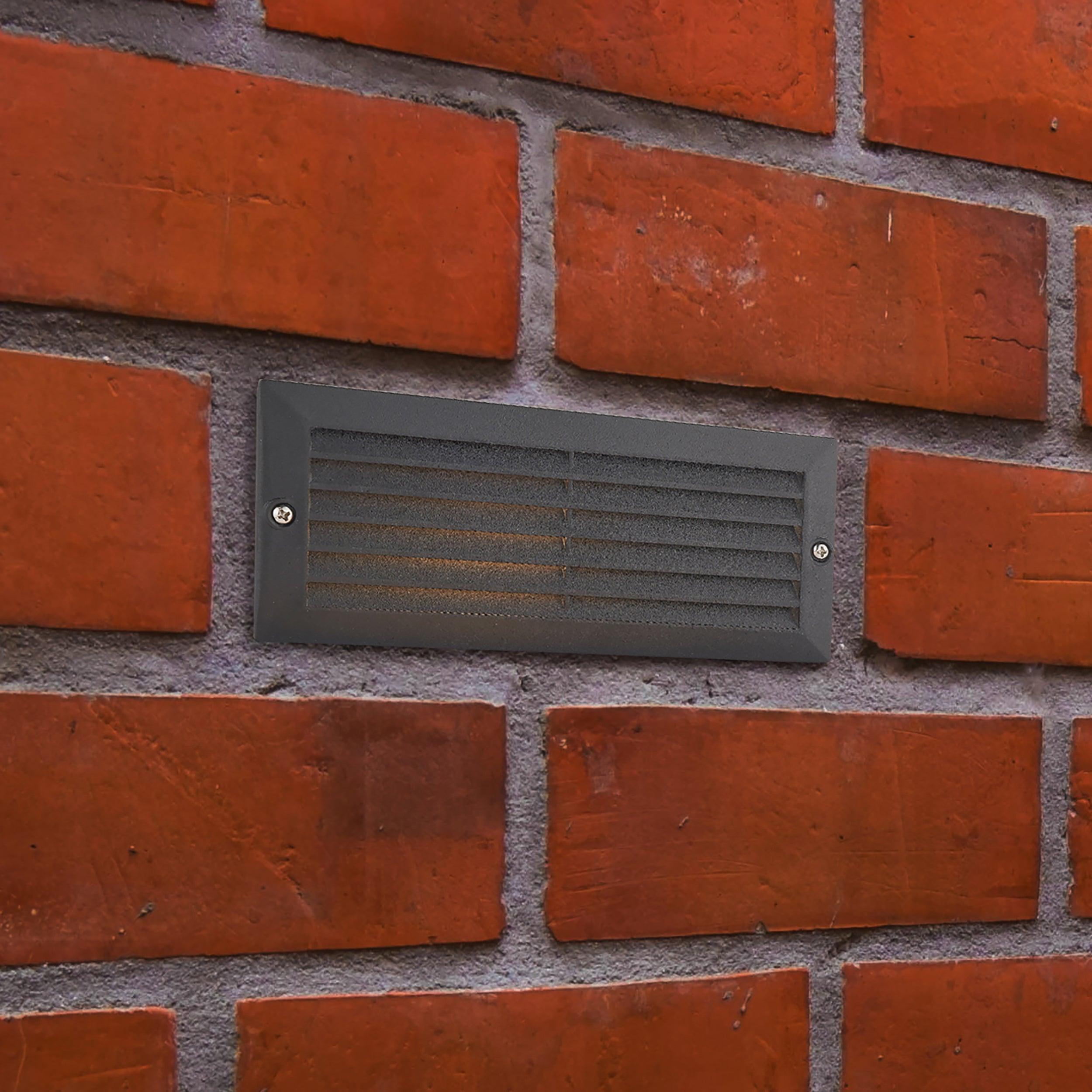 eco plain louvre black brick light ip44 40w saxby lighting, close up LED Lamp Image 36