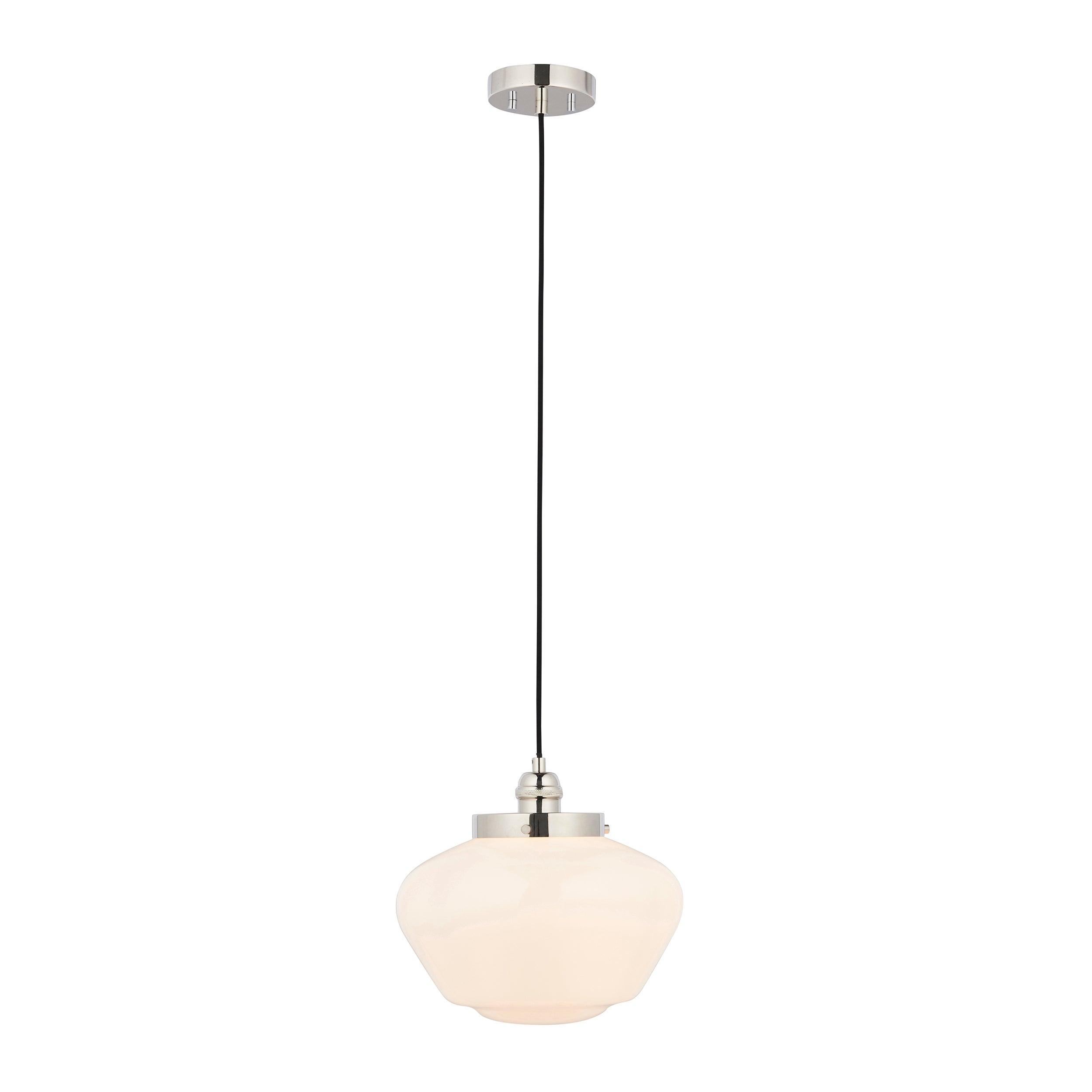Westbourne Nickel Ceiling Pendant Light - Opal Glass Shade-Ceiling Pendant Lights-Living Lights-6-Tiffany Lighting Direct