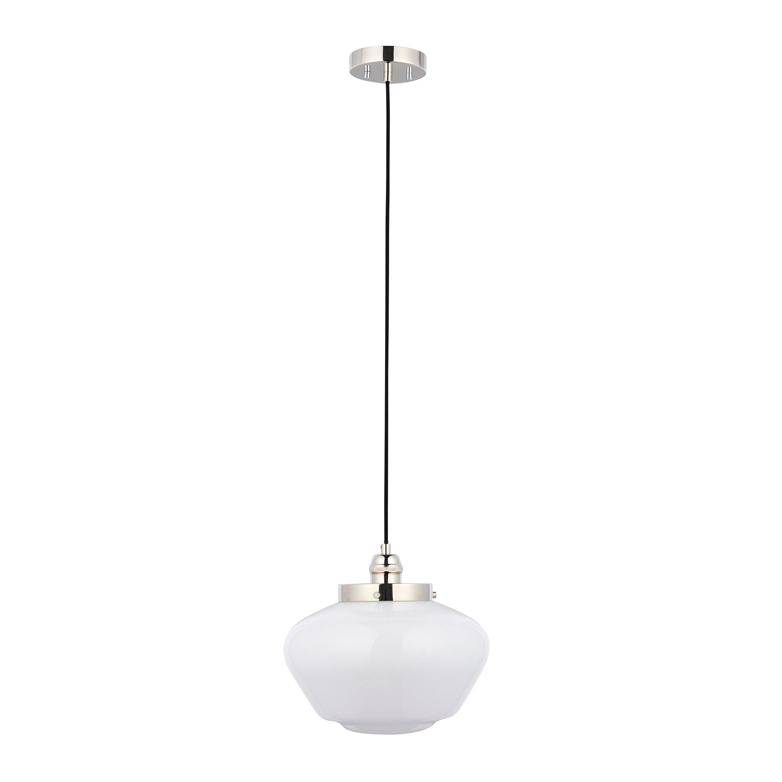 Westbourne Nickel Ceiling Pendant Light - Opal Glass Shade-Ceiling Pendant Lights-Living Lights-7-Tiffany Lighting Direct