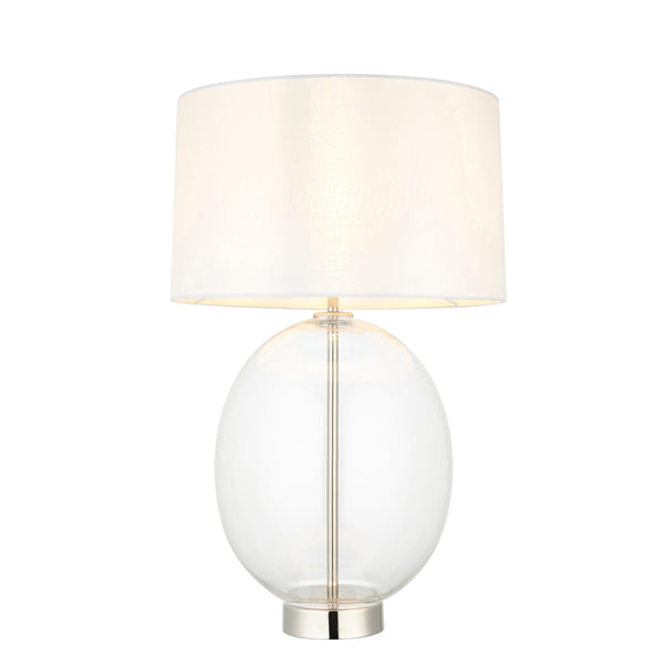 Linear Nickel & Oval Glass Touch Table Lamp - White Shade-Living Lights-Living-Room-Tiffany Lighting Direct-[image-position]