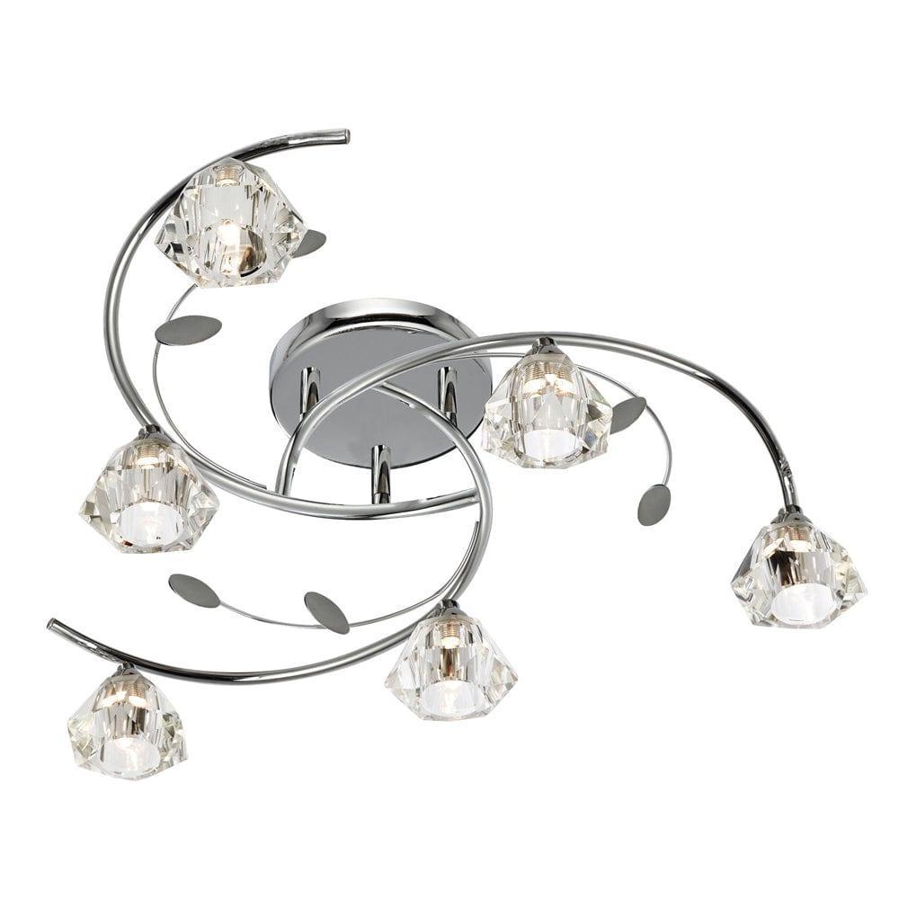 Sierra 6 Light Chrome & Glass Semi-Flush Ceiling Light Living room Image
