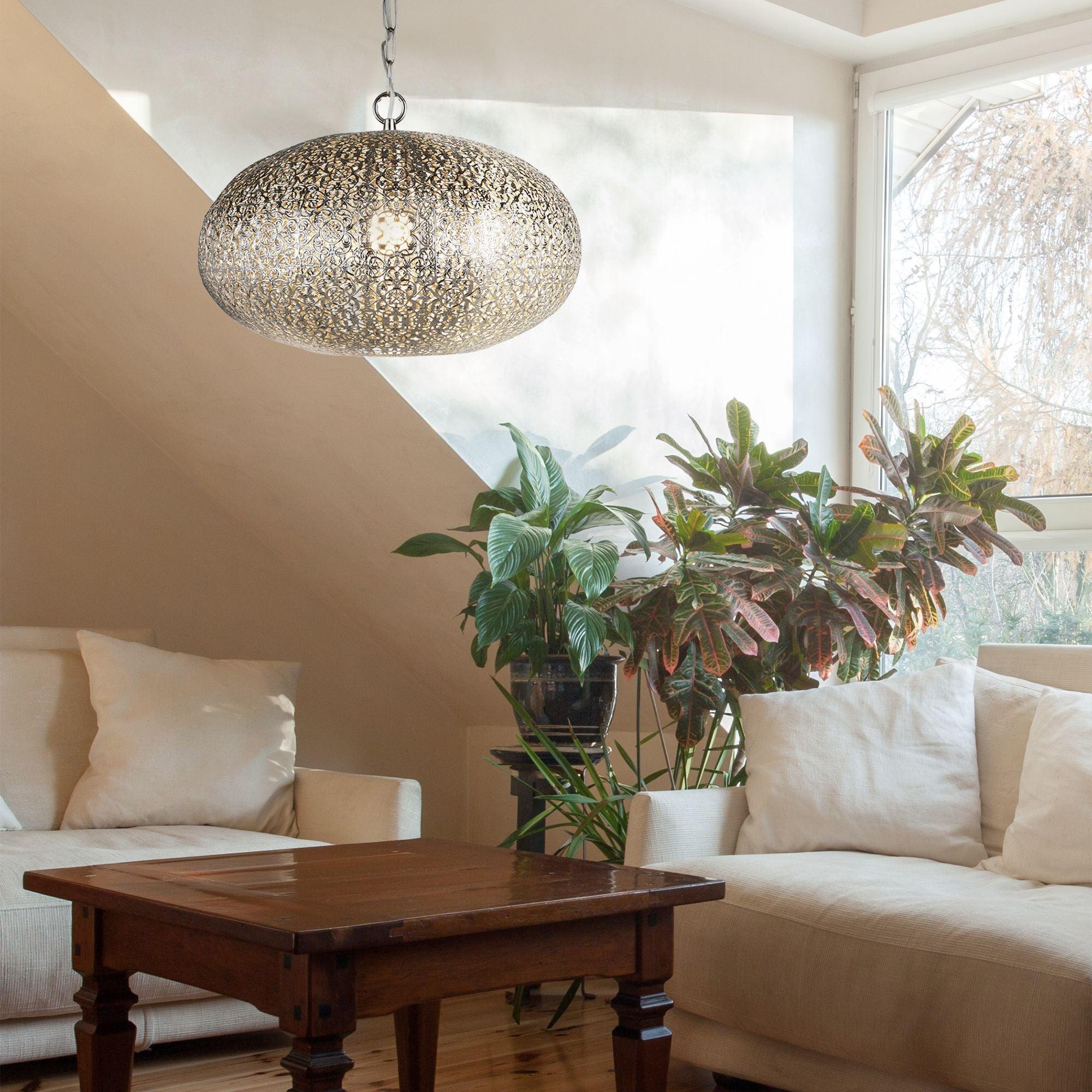 Fretwork 1 Light Moroccan Inspired Nickel Ceiling Pendant-Ceiling Pendant Lights-5-Tiffany Lighting Direct