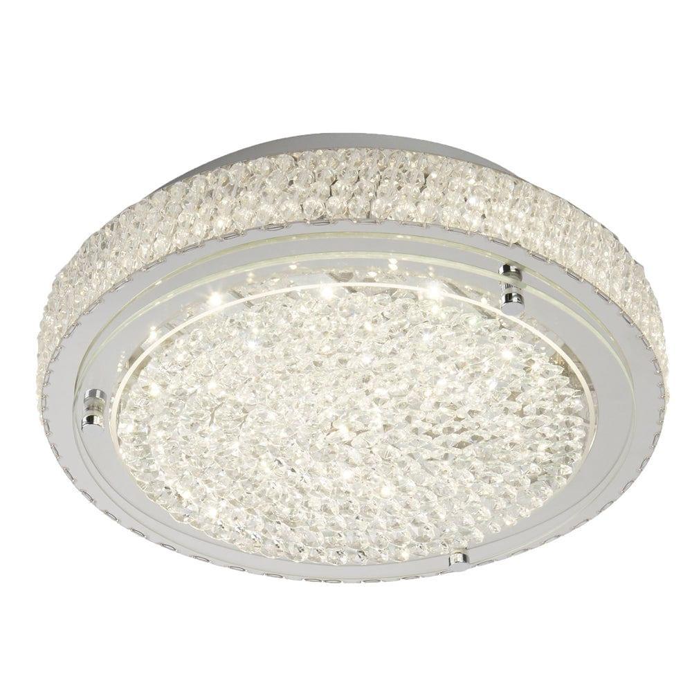 Florida Chrome & Crystal Flush LED Ceiling Light - 30cm Living room Image