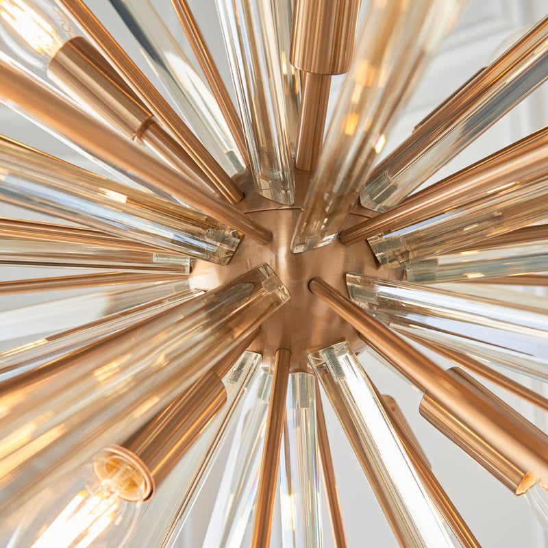 Helios Large 8 Light Antique Brass & Prism Glass Pendant