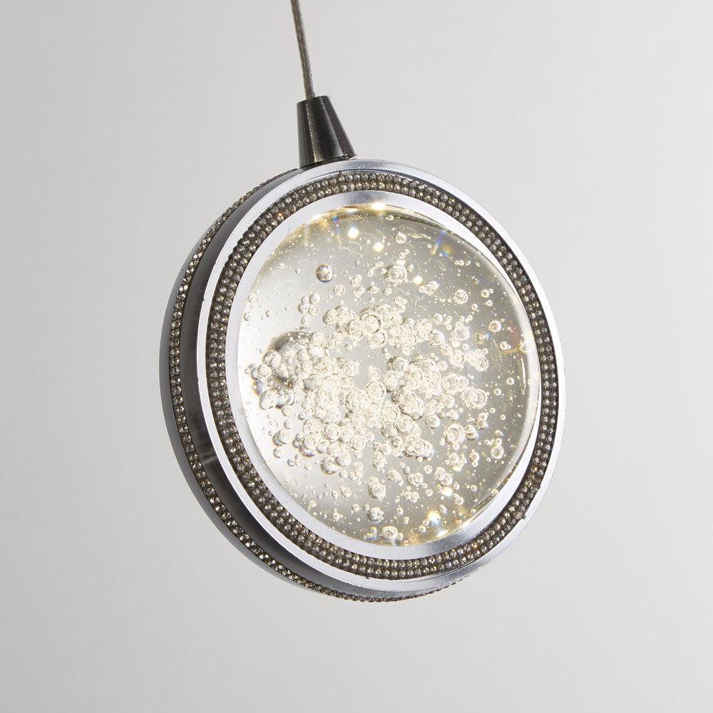 Quartz 5 Light Pendant Chrome, Diamante & Bubble Glass-Ceiling Pendant Lights-2-Tiffany Lighting Direct