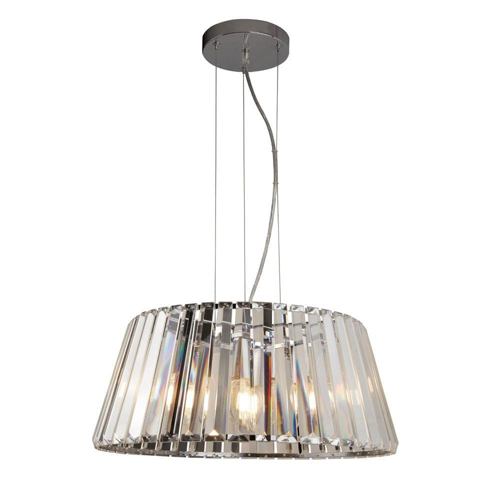 Tiara 5 Light Chrome Clear Glass Crystal Ceiling Pendant-Ceiling Pendant Lights-1-Tiffany Lighting Direct