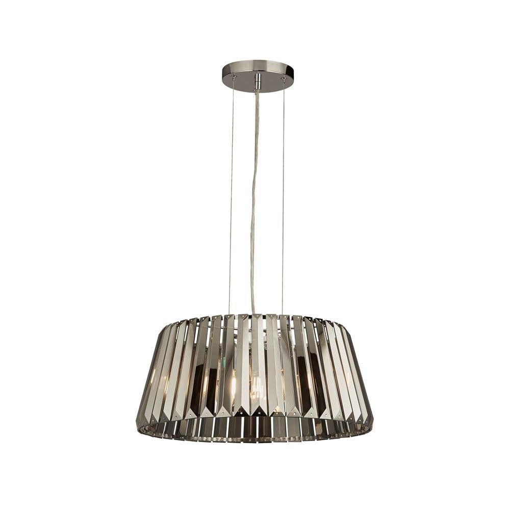 Tiara 5 Light Smoke Chrome & Glass Crystal Ceiling Pendant-Ceiling Pendant Lights-1-Tiffany Lighting Direct