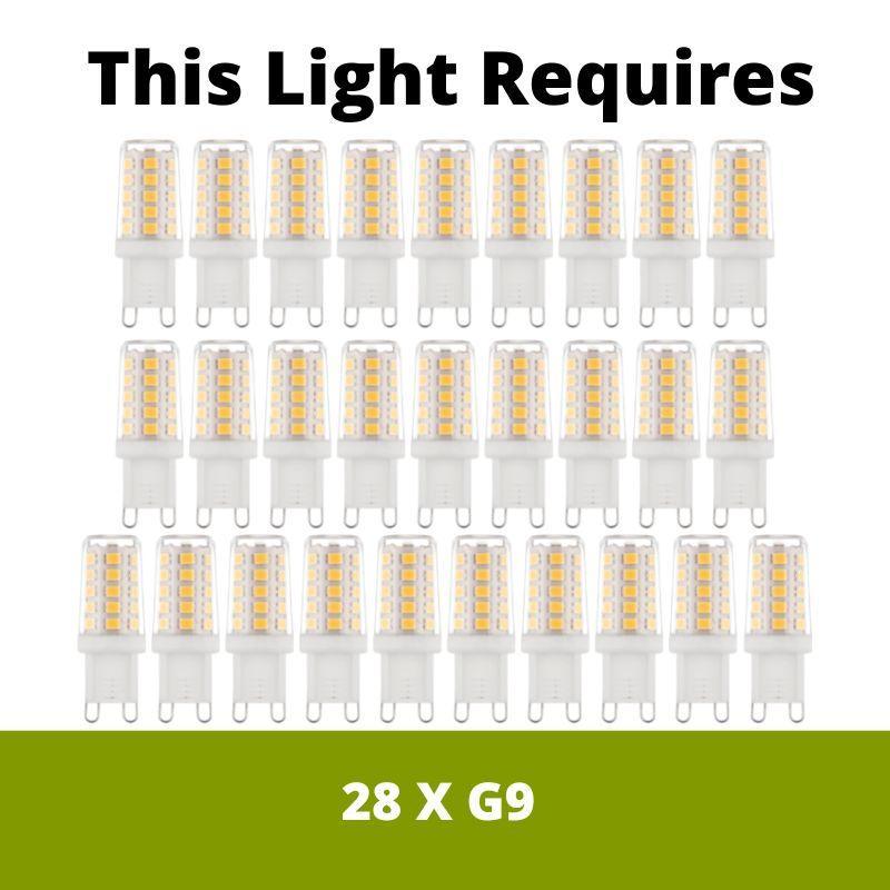 oscar 28 light nickel finish pendant by Endon Lighting LED Lamp Bulb Guide