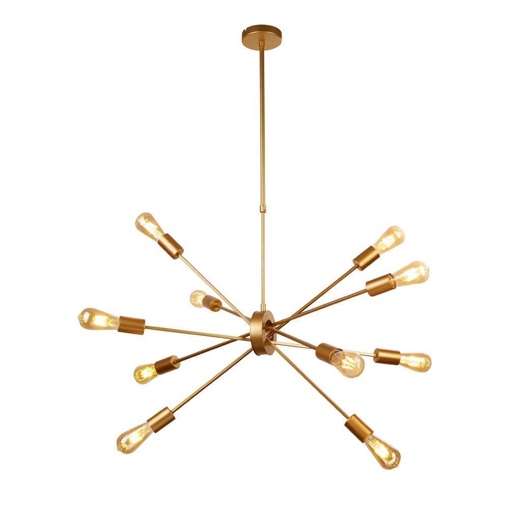 Searchlight Alpha 10 Light Ceiling Pendant Matt Gold-Ceiling Pendant Lights-1-Tiffany Lighting Direct
