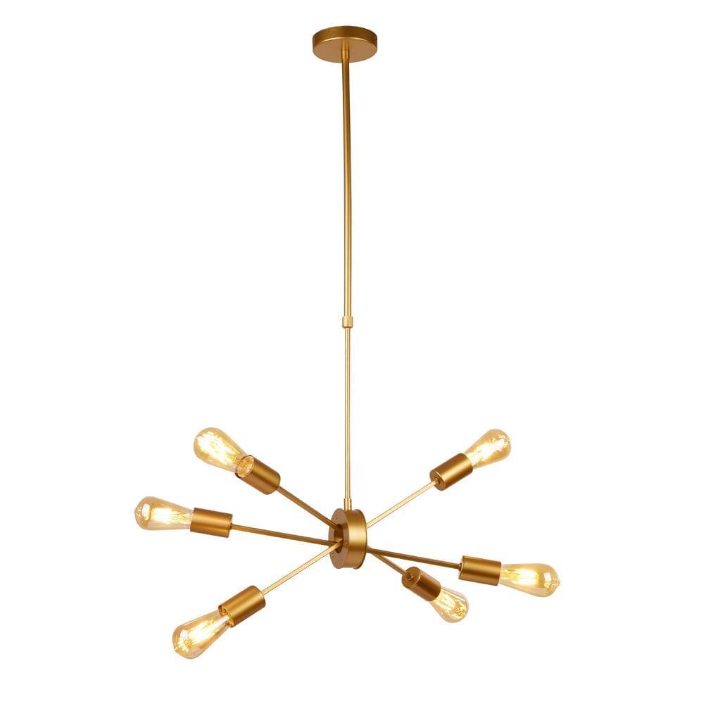 Searchlight Alpha 6 Light Ceiling Pendant Matt Gold-Ceiling Pendant Lights-1-Tiffany Lighting Direct