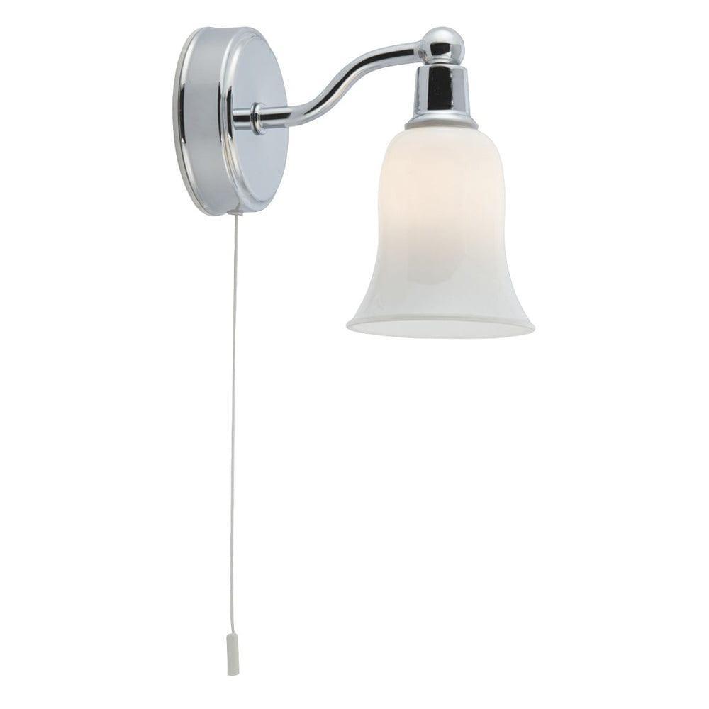 equador 1 lt chrome bathroom wall light white glass shade