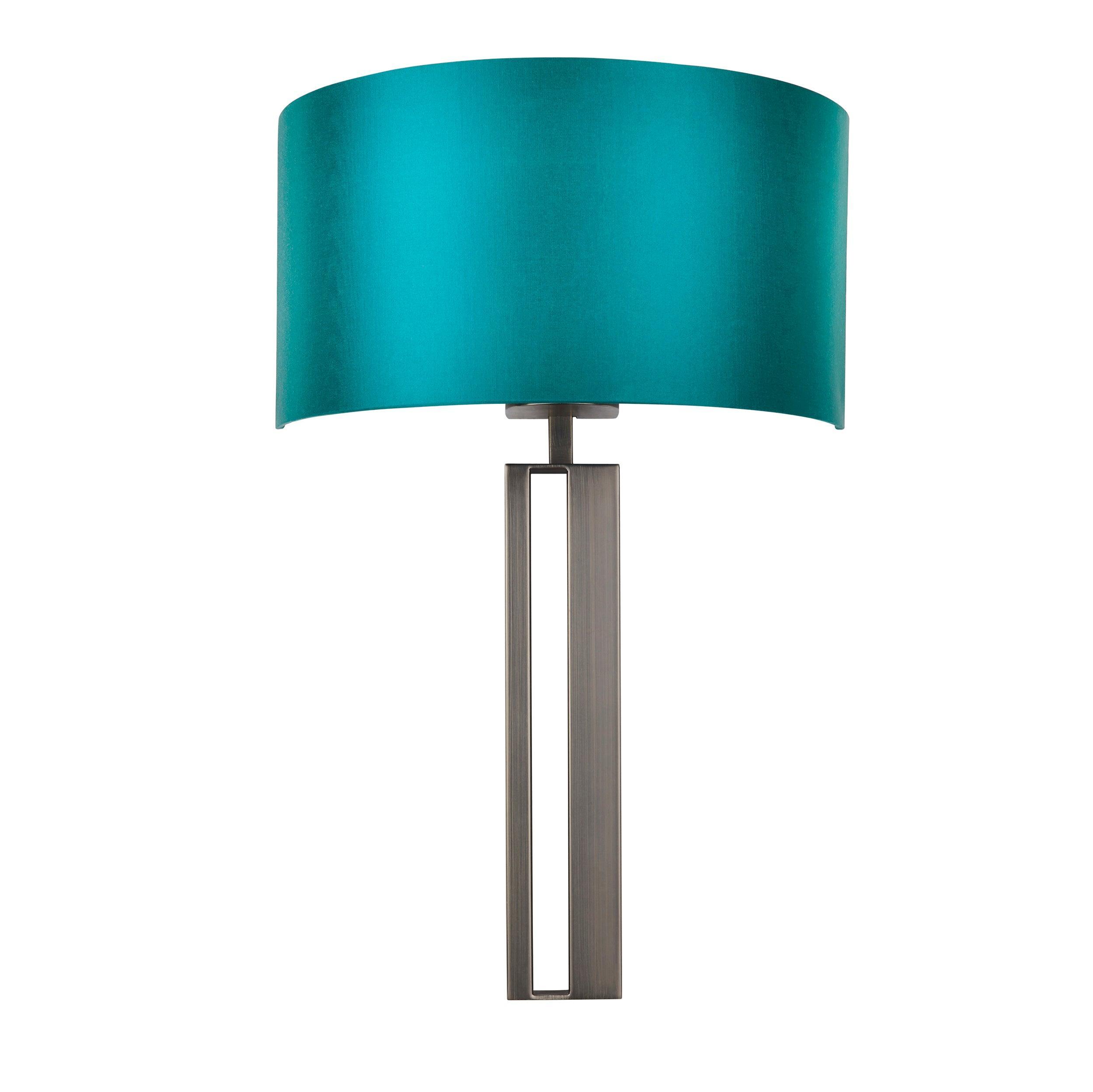 Venice Bronze Art Deco Wall Light with Teal Half Shade image 1