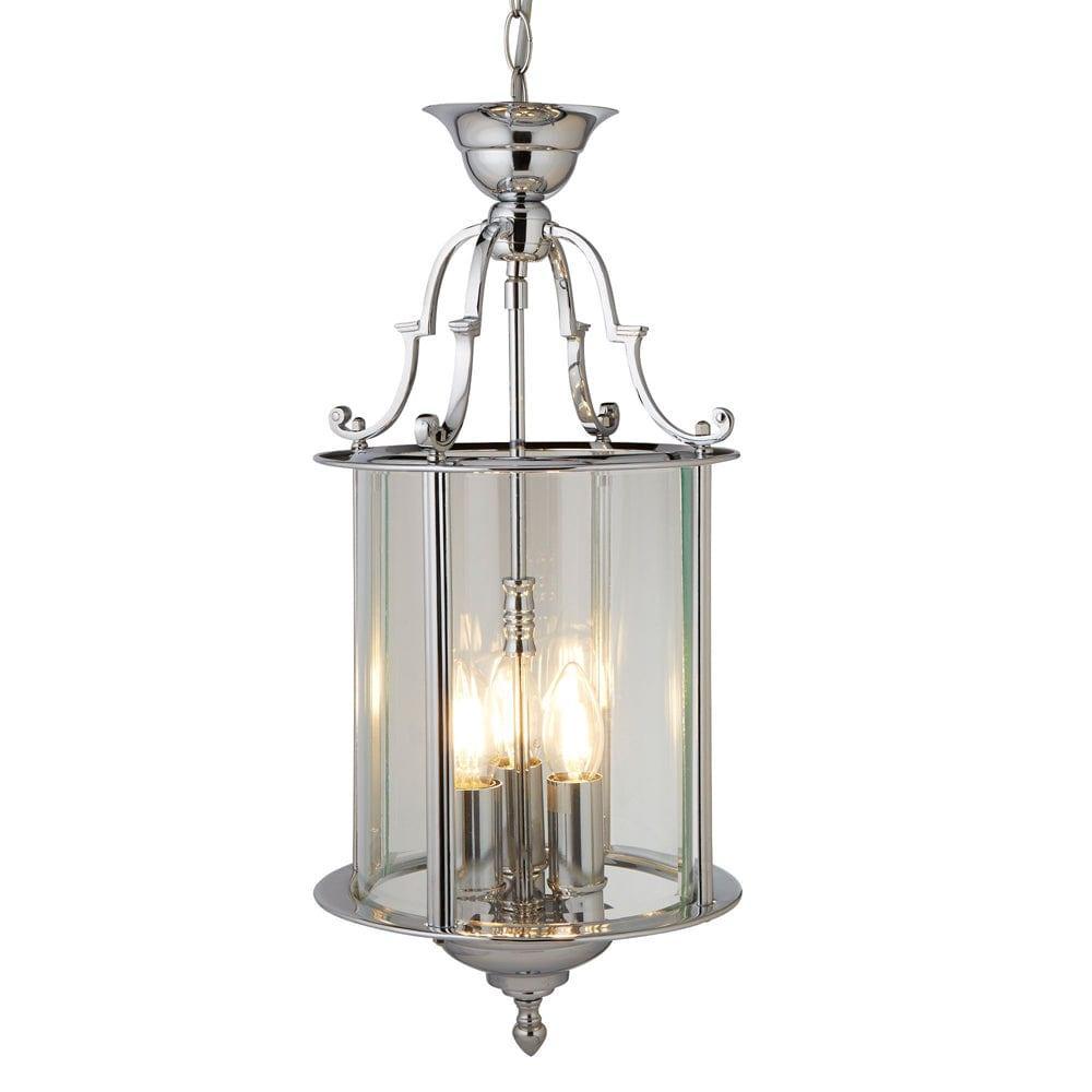 Bevelled Lantern Polished Chrome Ceiling Pendant Searchlight-Ceiling Pendant Lights-1-Tiffany Lighting Direct