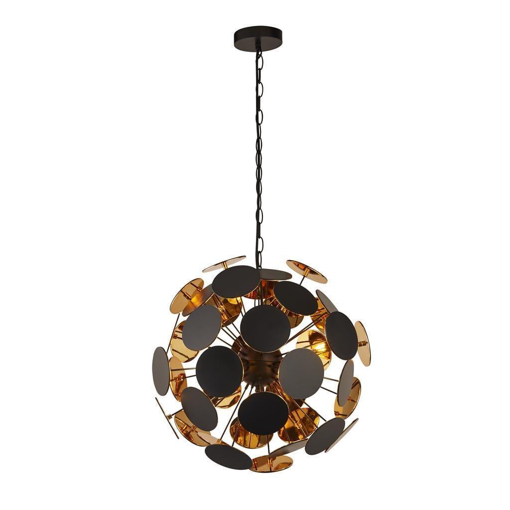 Searchlight Discus 4 Light Black & Gold Ceiling Pendant-Ceiling Pendant Lights-1-Tiffany Lighting Direct