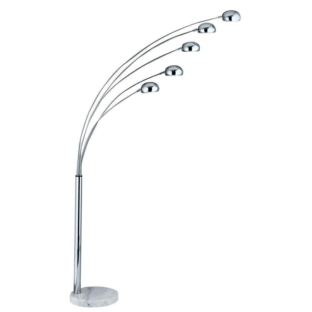 Giraffe 5 Light White Marble Based Chrome Floor Lamp by 1