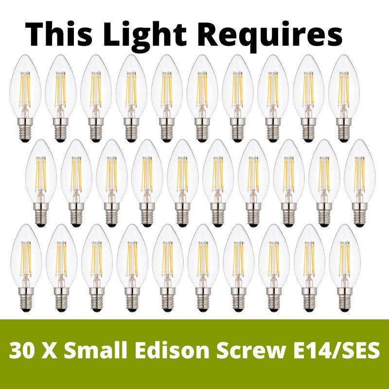 marie therese 30 light brass clear crystal glass chandelier by searchlight lighting, LED Lamp Bulb Guide