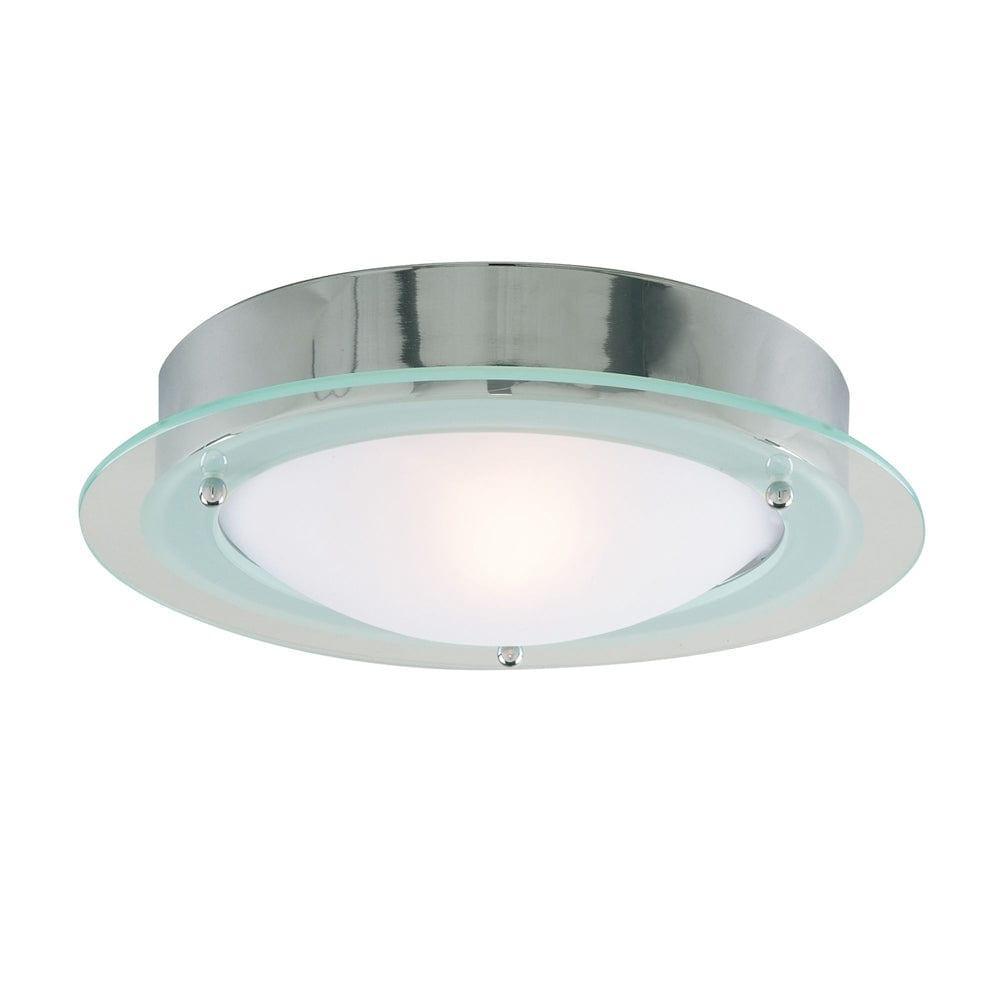 belfast chrome glass flush bathroom ceiling light