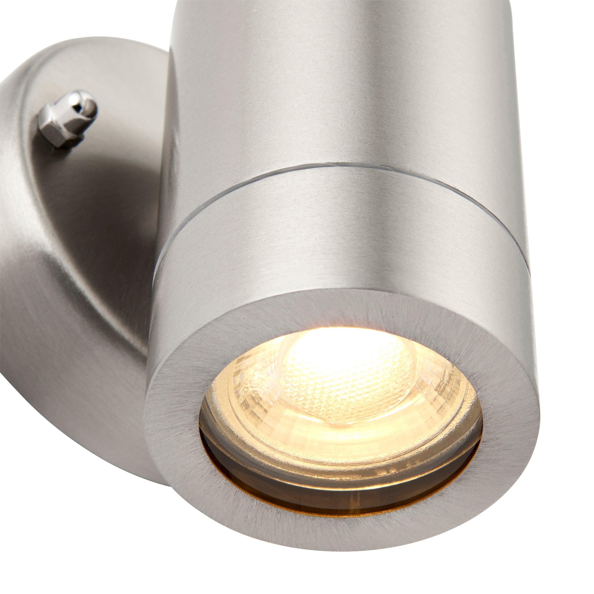 palin silver led outdoor down wall light ip44 7w by saxby lighting, close up image 154