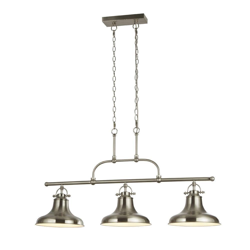 Dallas 3 Light Industrial Satin Silver Bar Ceiling Pendant-Ceiling Pendant Lights-1-Tiffany Lighting Direct