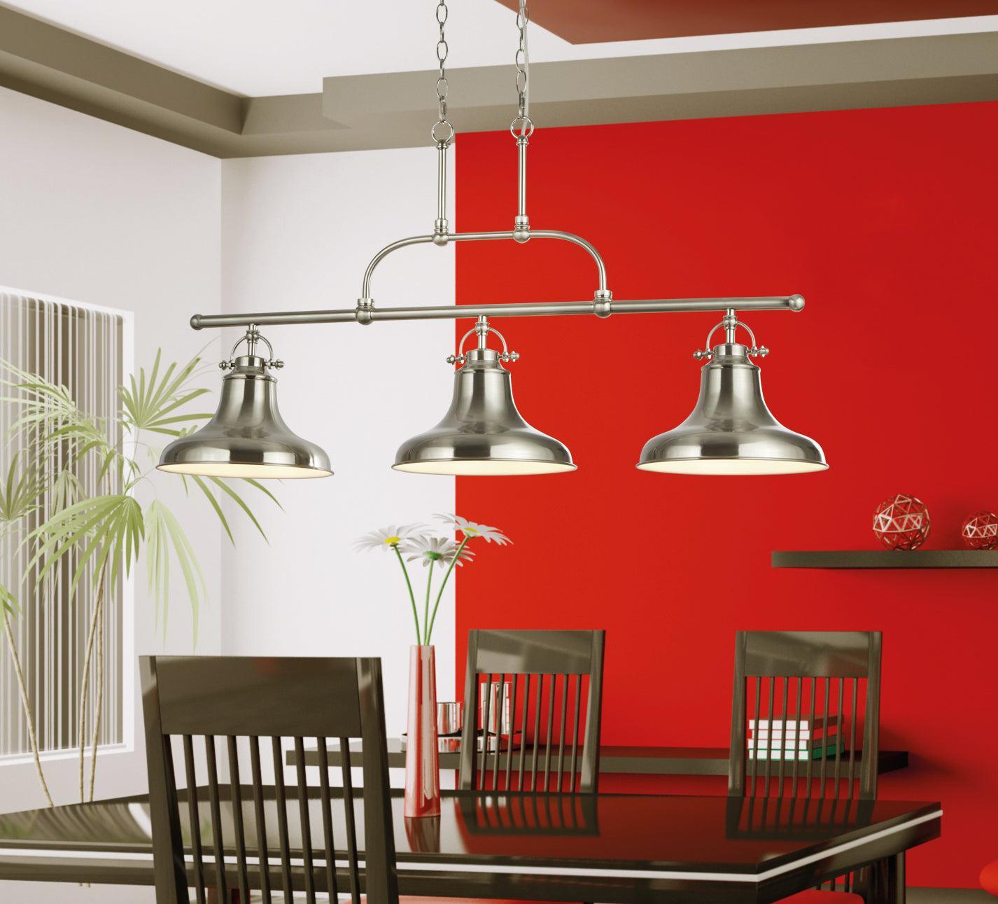 Dallas 3 Light Industrial Satin Silver Bar Ceiling Pendant-Ceiling Pendant Lights-5-Tiffany Lighting Direct