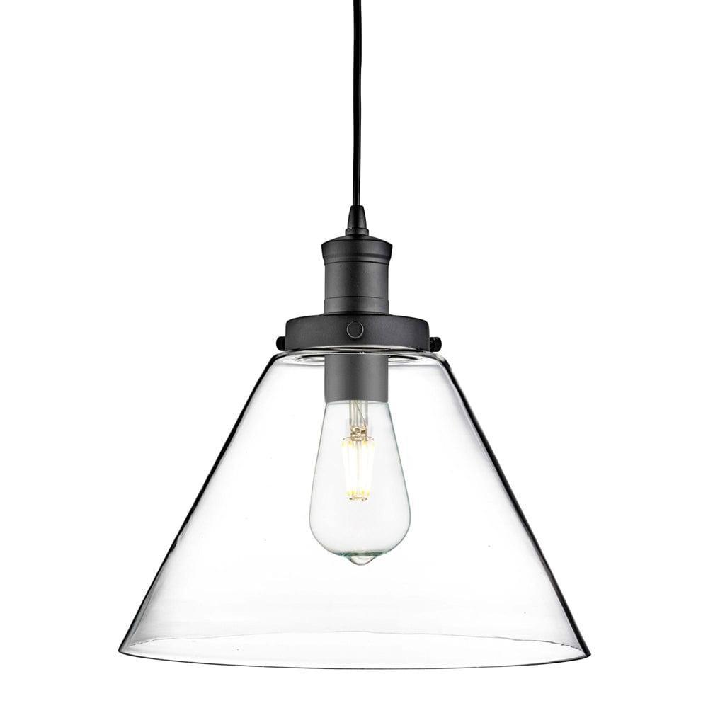 Pyramid 1 Light Black Ceiling Pendant - Pyramid Glass Shade-Ceiling Pendant Lights-1-Tiffany Lighting Direct