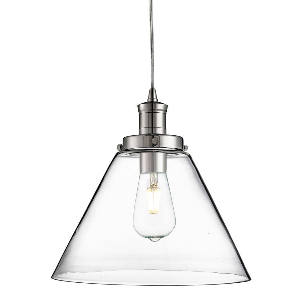 Pyramid 1 Light Chrome Ceiling Pendant - Pyramid Glass Shade-Ceiling Pendant Lights-1-Tiffany Lighting Direct