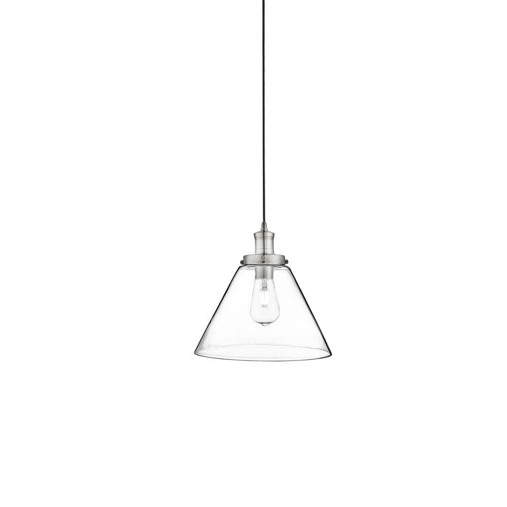 Pyramid 1 Light Silver Ceiling Pendant - Pyramid Glass Shade-Ceiling Pendant Lights-1-Tiffany Lighting Direct