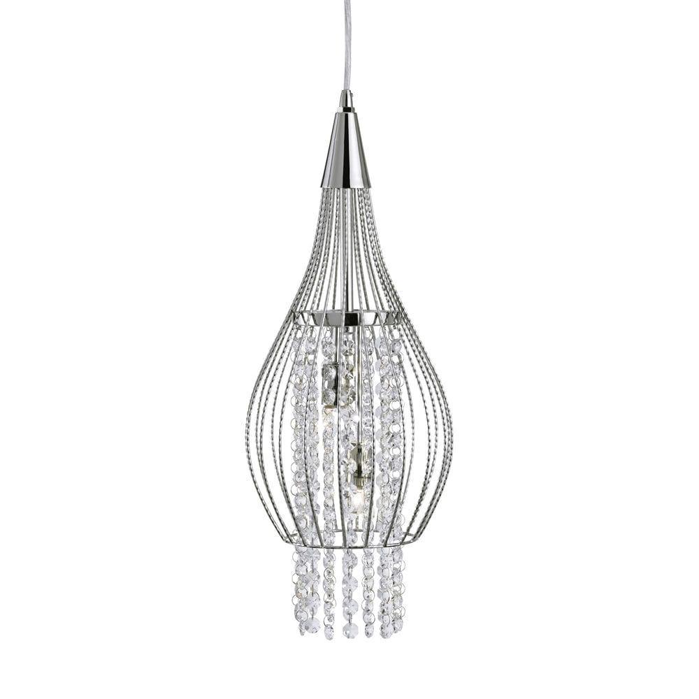 Rocket 2 Light Cage Frame Chrome & Crystal Ceiling Pendant-Ceiling Pendant Lights-1-Tiffany Lighting Direct