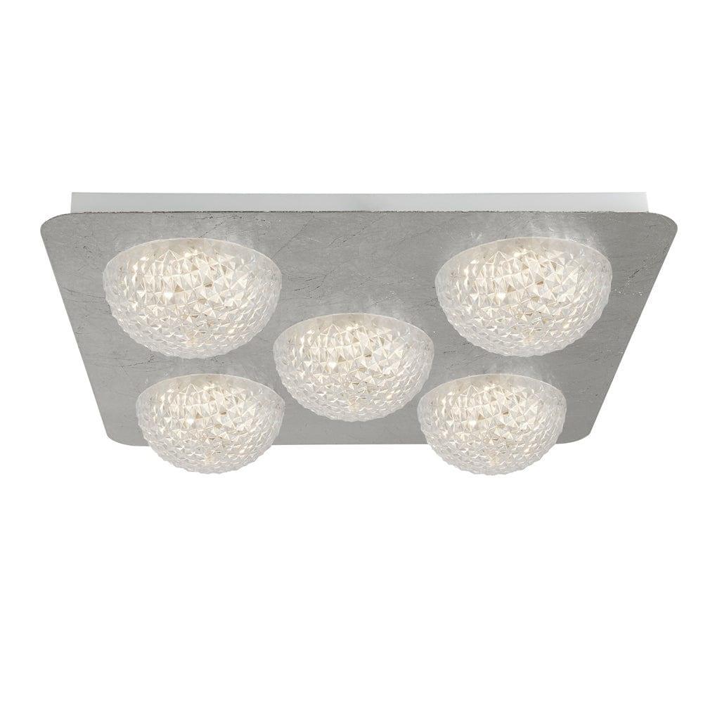 Celestia 5 Light LED Living Room Ceiling Flush - Silver Leaf & Acrylic Image 1