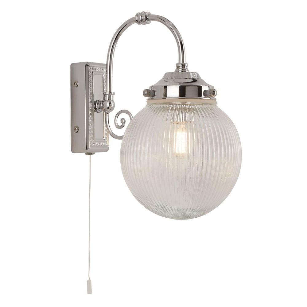 belvue 1 light chrome bathroom wall light clear globe shade