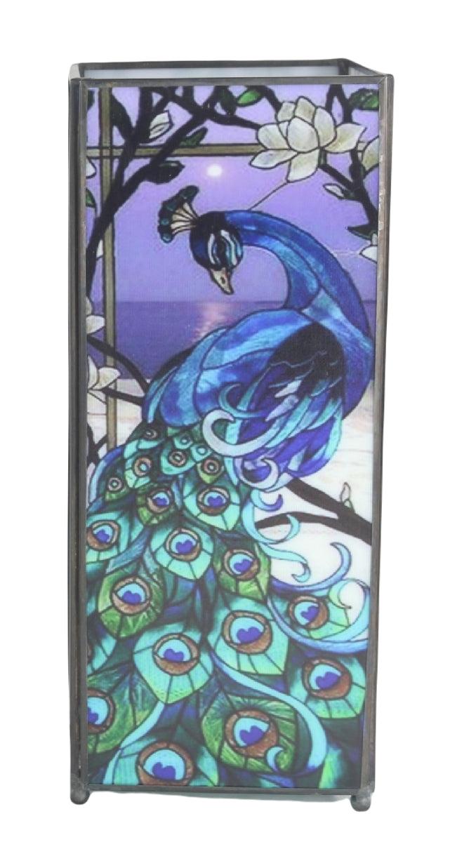 Blue Peacock Square Tiffany Lamp Screen Printed 32815