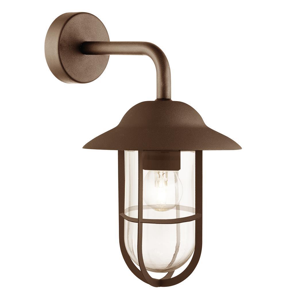 toronto 1 light rust brown outdoor wall light clear glass