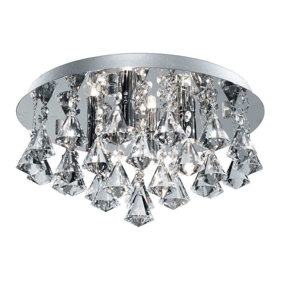 hanna 4 lt pyramid crystal chrome flush bathroom ceiling light