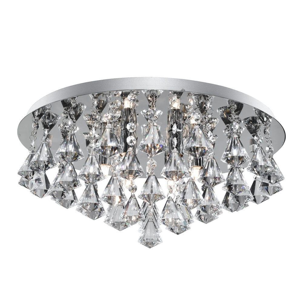 hanna 6 lt pyramid crystal chrome flush bathroom ceiling light