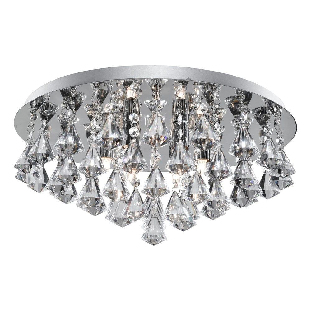 Hanna 8 Light Chrome & Crystal Pyramid Flush Ceiling Light Living room Image