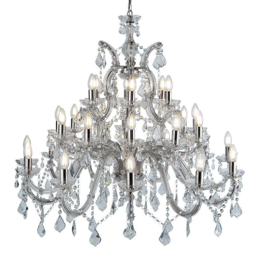 Marie Therese 30 Light Chrome/Clear Crystal Glass Chandelier-1-Tiffany Lighting Direct
