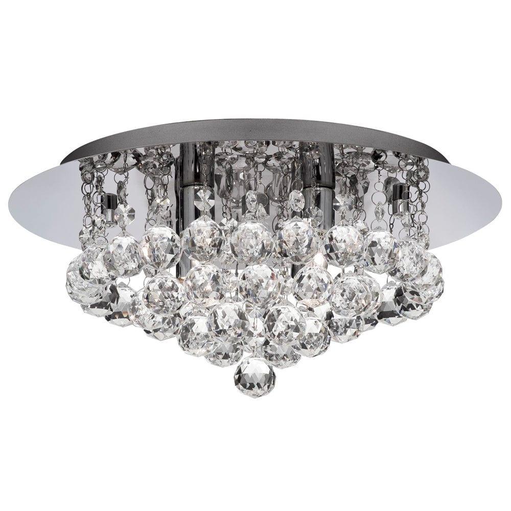Hanna 4 Light Chrome & Crystal Ball Flush Ceiling Light Living room Image