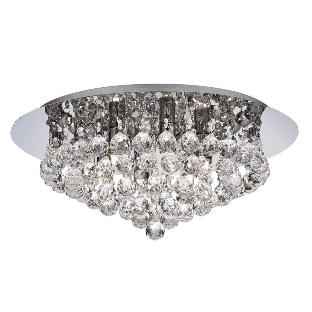 hanna 6 lt crystal ball chrome flush bathroom ceiling light