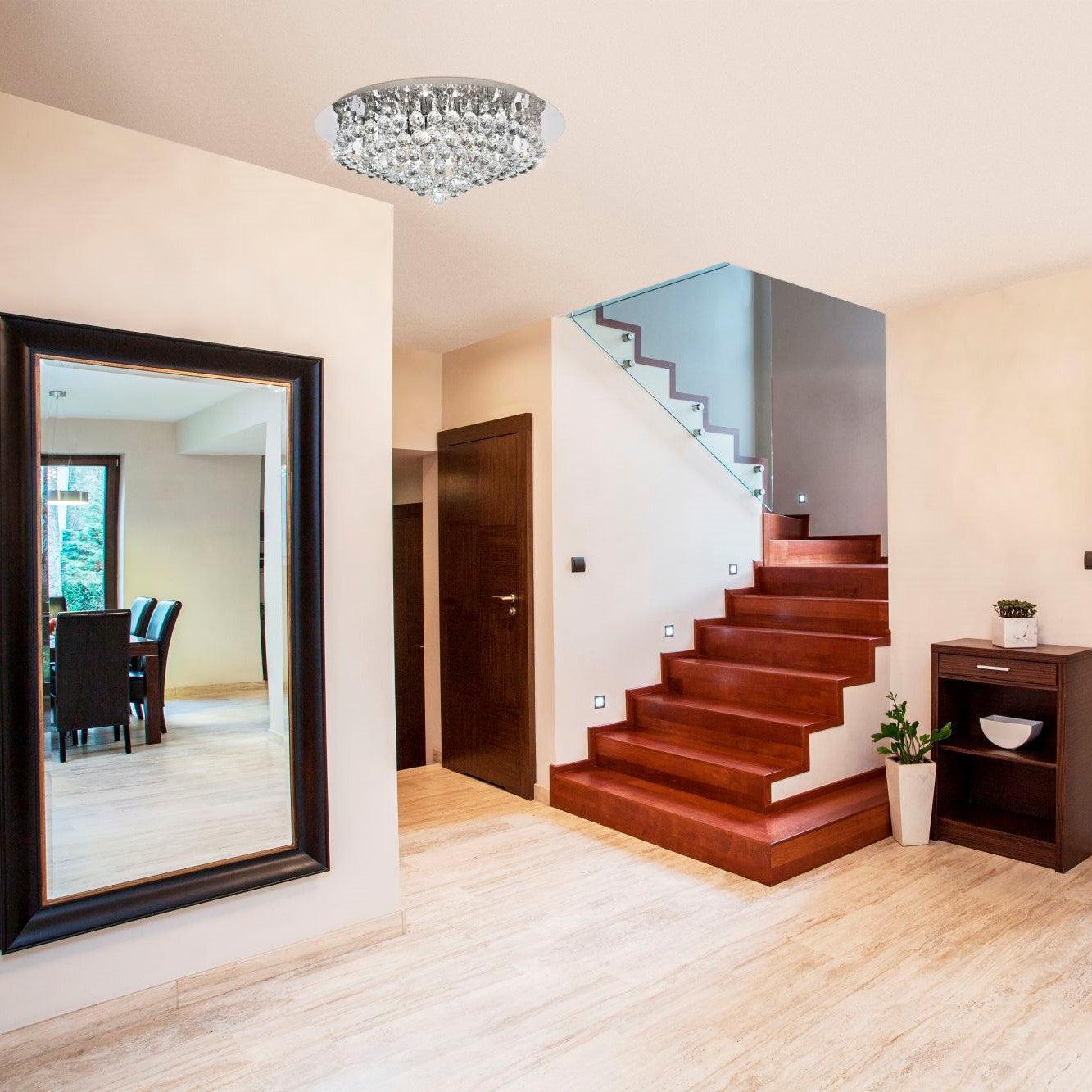 Hanna 8 Light Chrome & Crystal Ball Flush Ceiling Light Living room close up