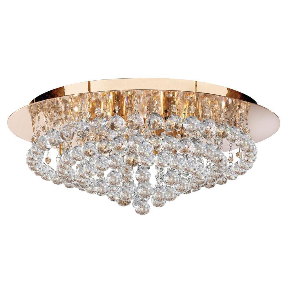 Hanna 8 Light Gold & Crystal Ball Flush Ceiling Light Living room Image