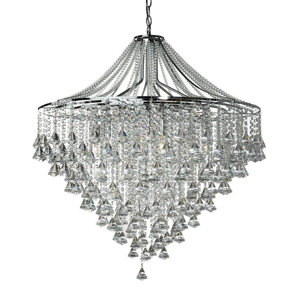 Dorchester 7 Light Chrome & Crystal Pendant Ceiling Light-Ceiling Pendant Lights-1-Tiffany Lighting Direct