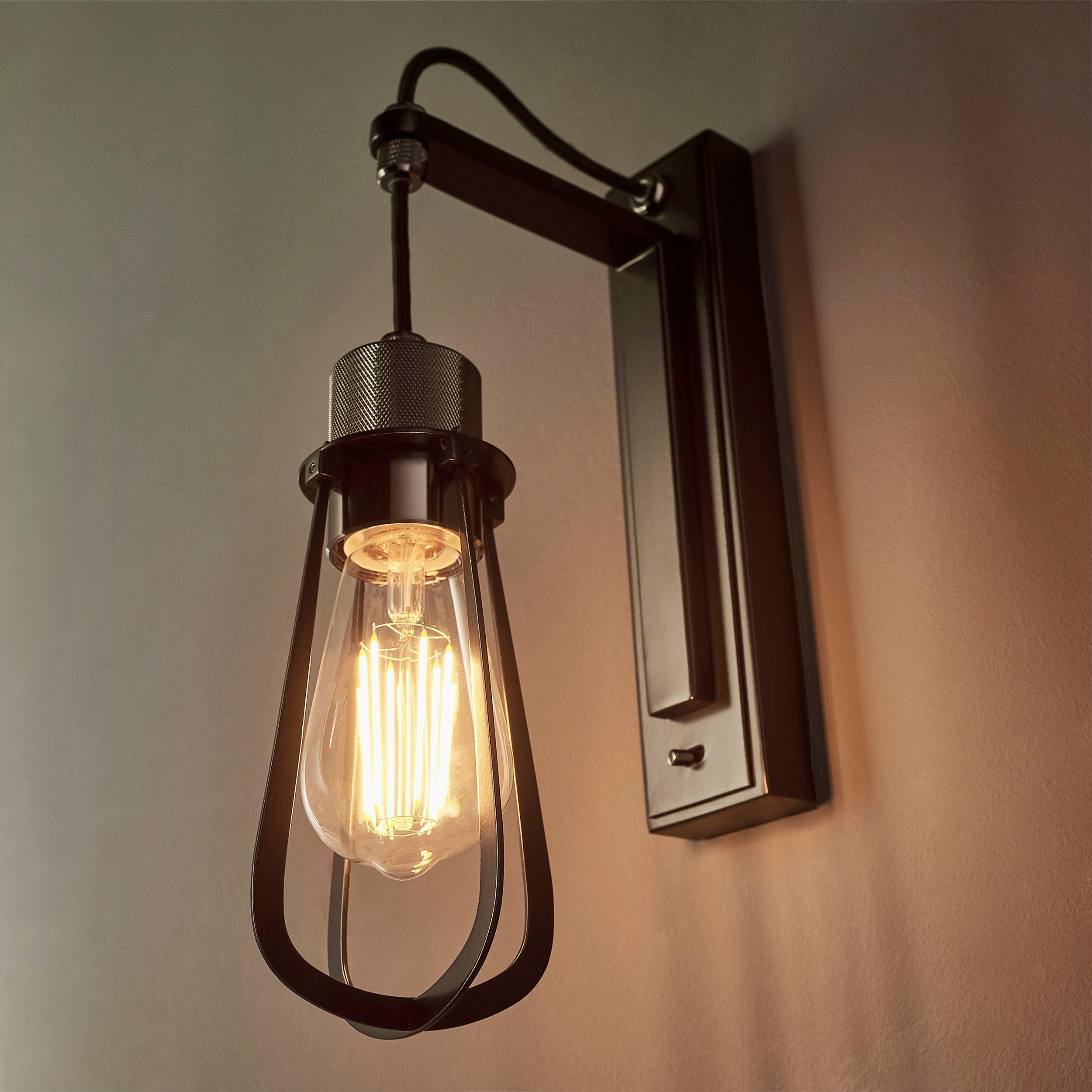reading black industrial wall light switched mDining room lighting