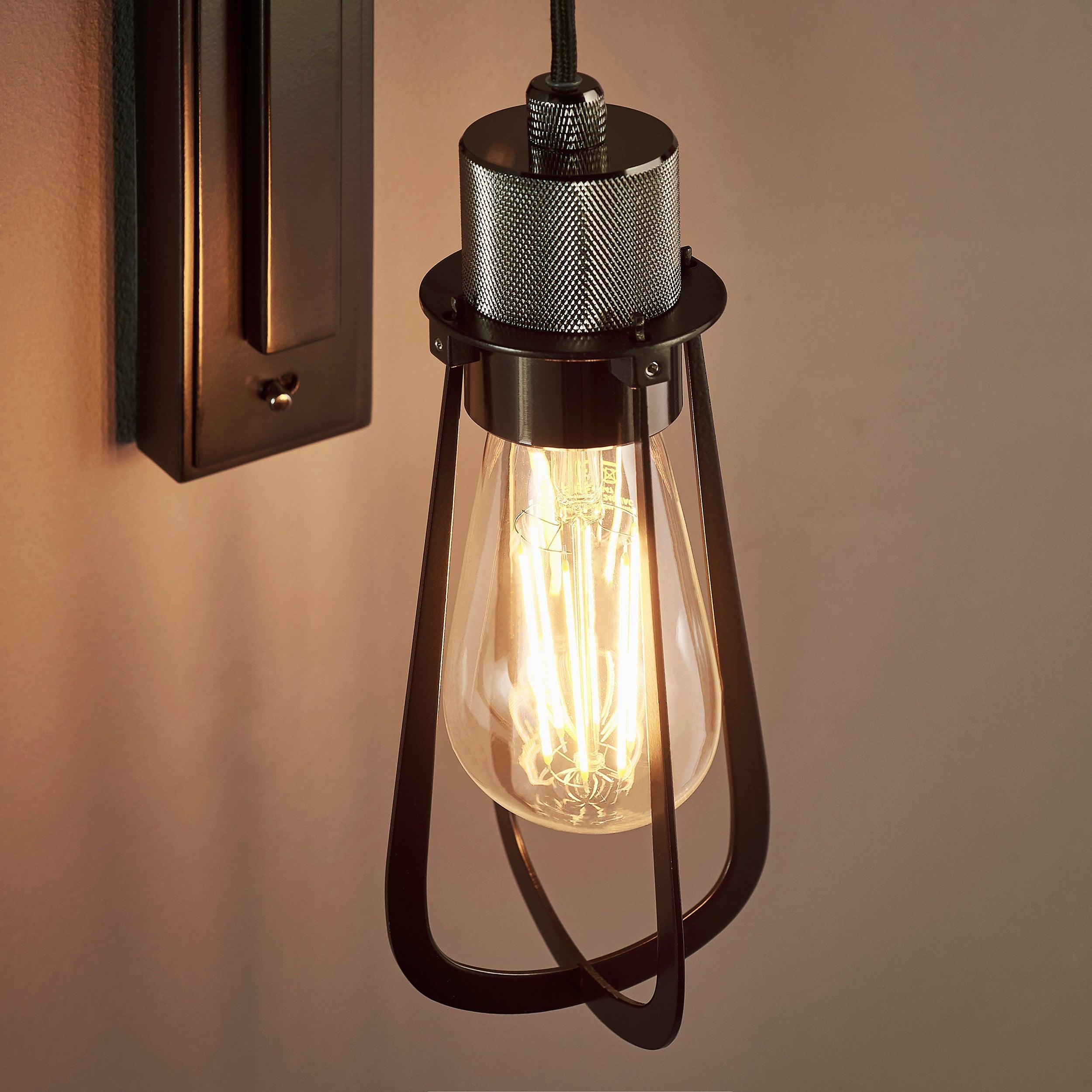 reading black industrial wall light switched kitchen lighting image