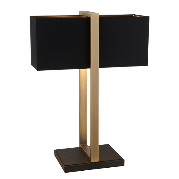 Produr Brass Table Lamp - Black Base & Black Linen Shade-Living Lights-Living-Room-Tiffany Lighting Direct-[image-position]