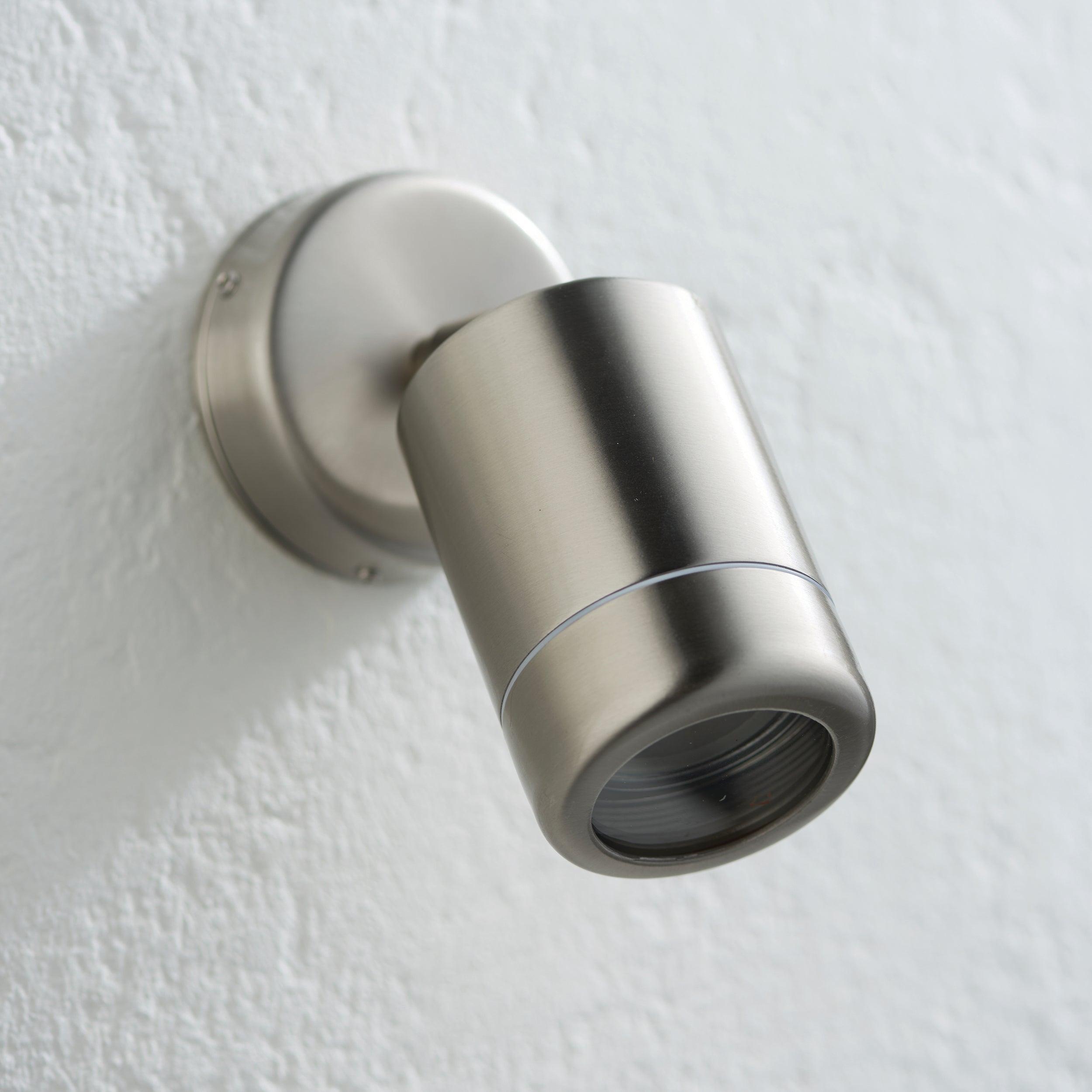 atlantis stainless steel outdoor silver spotlight ip65 7wby Saxby Lighting, close up image