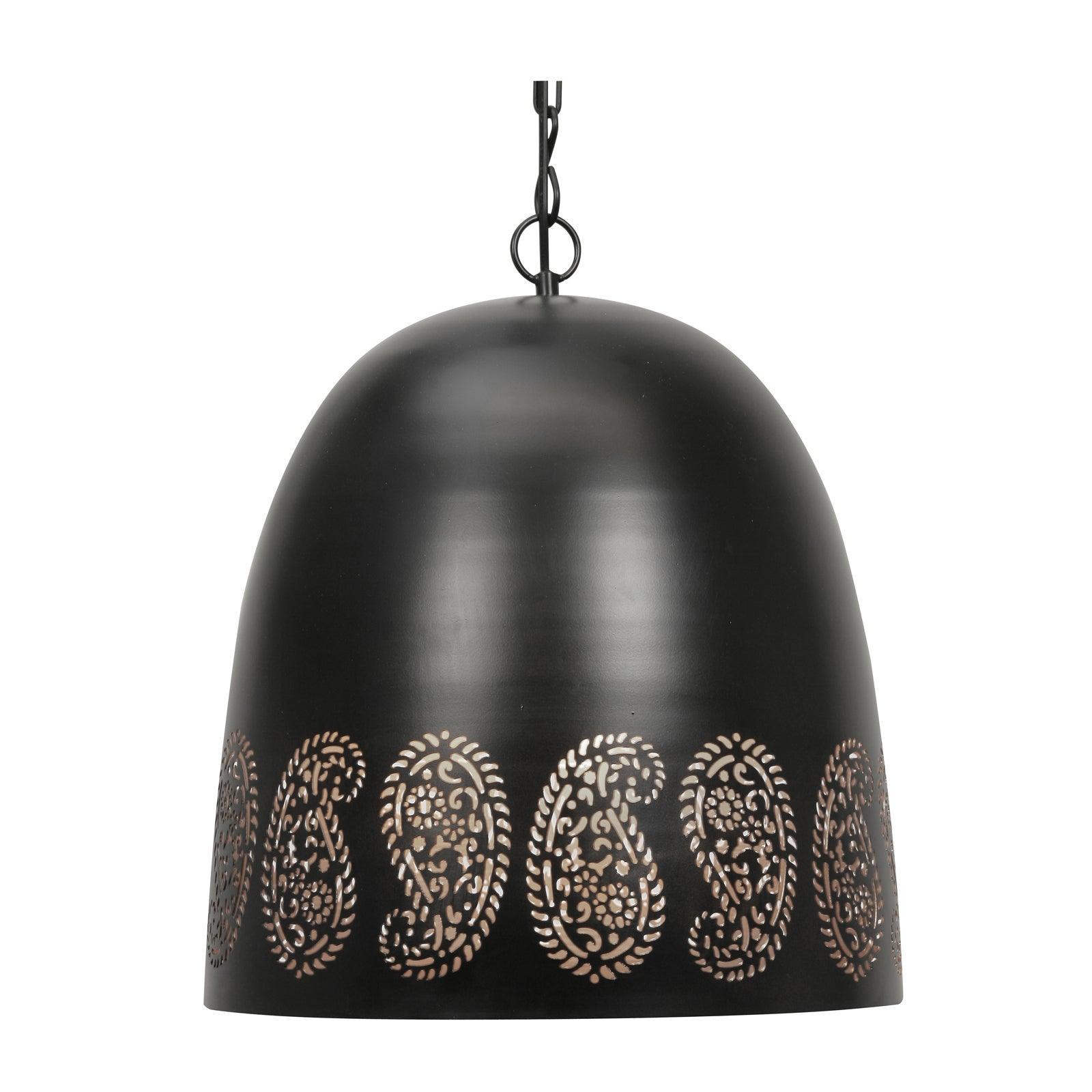 Kalpi 36cm Metal Black Powder Coated Pendant - Copper Inside-Ceiling Pendant Lights-Oaks Lighting-1-Tiffany Lighting Direct