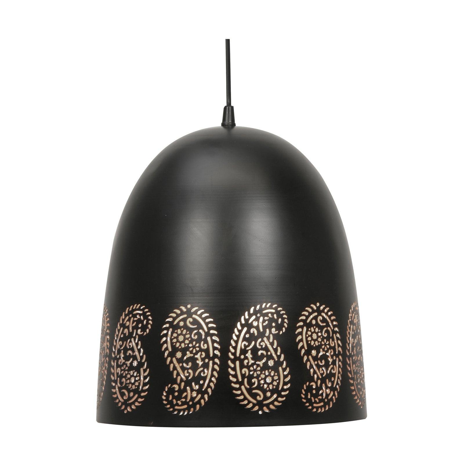 Kalpi 27.5cm Metal Black Powder Coated Pendant - Copper Inside-Ceiling Pendant Lights-Oaks Lighting-1-Tiffany Lighting Direct