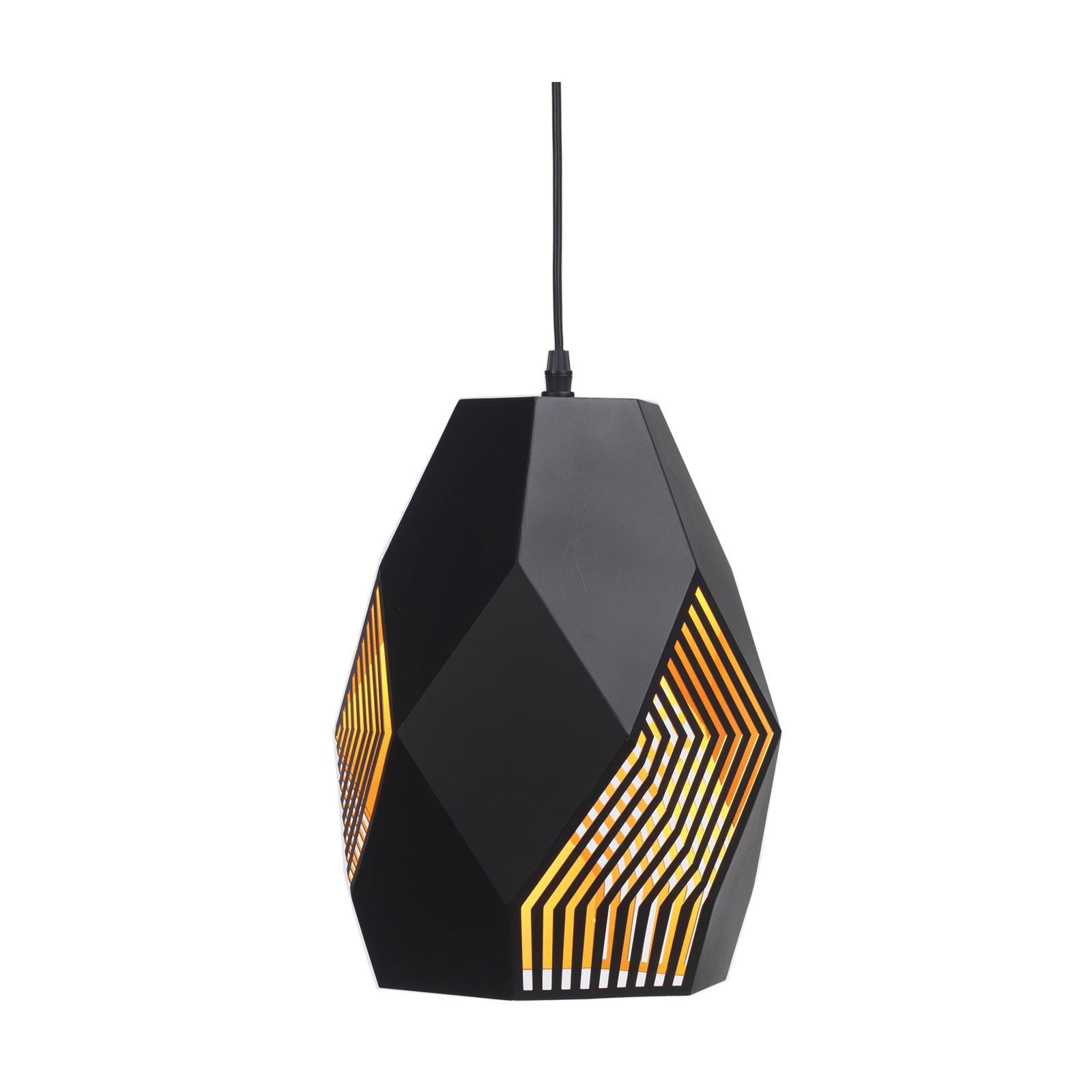 Melfi Black Laser Cut Fitting With Gold Inner Ceiling Pendant - Large-Ceiling Pendant Lights-Oaks Lighting-1-Tiffany Lighting Direct