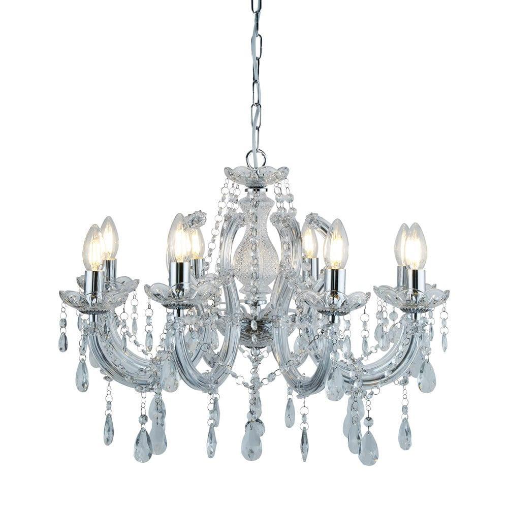Marie Therese 8 Light Chrome/Crystal Glass Chandelier-1-Tiffany Lighting Direct